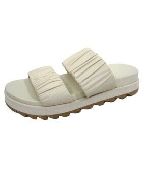 Sorel Roaming 2 Strap White Cream Slide Sandals Size 6.5 Womens Leather EUC